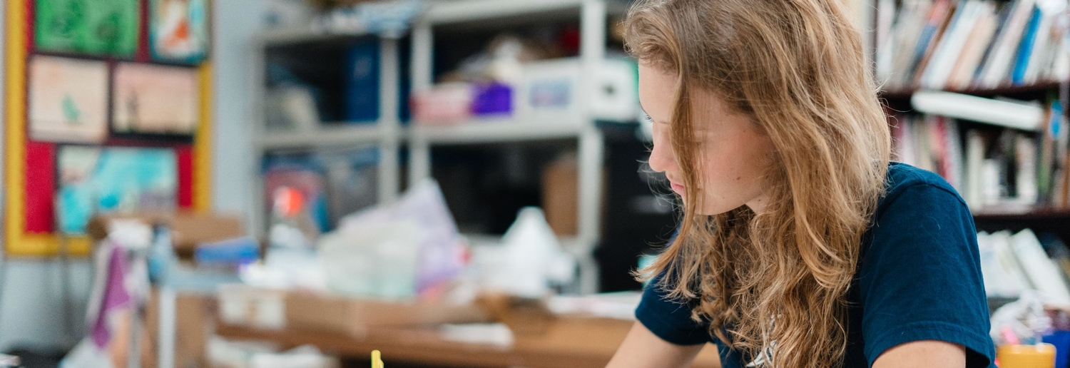 US Student working in Art Room